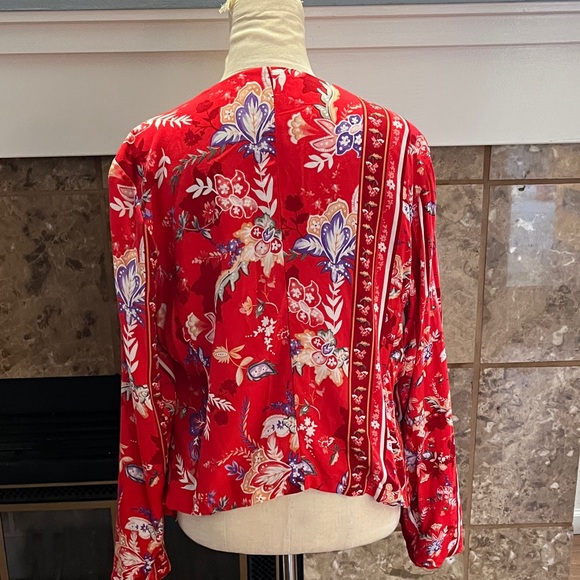 Jaase Red and White Floral Top/Jacket size large - Picture 10 of 11